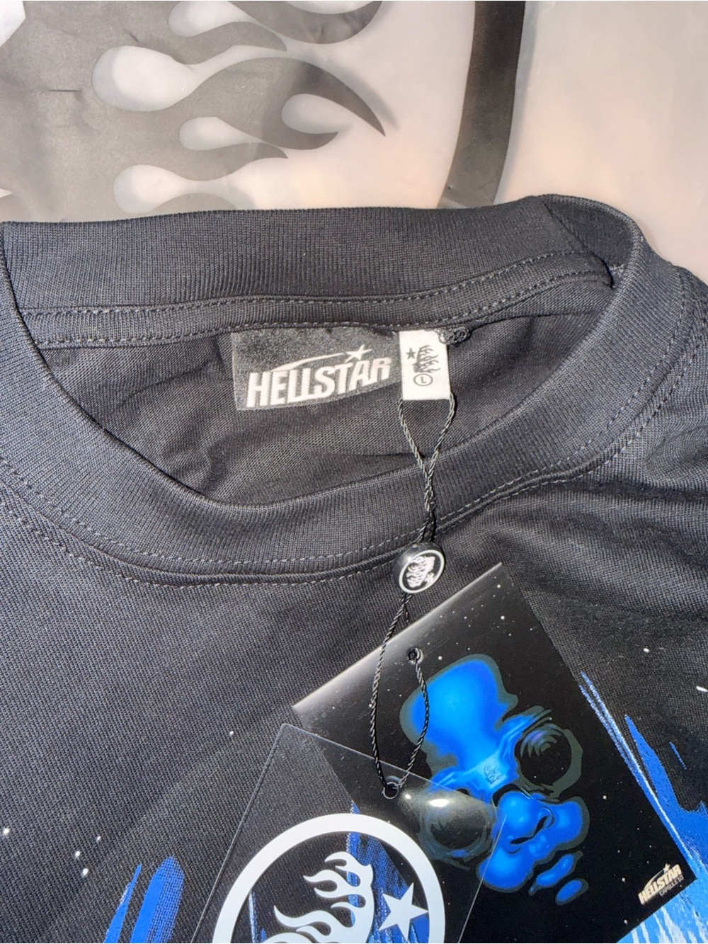 Hellstar Black Graphic Long Sleeve Tee with Blue Hair and Red Goggles - Picture 12 of 13